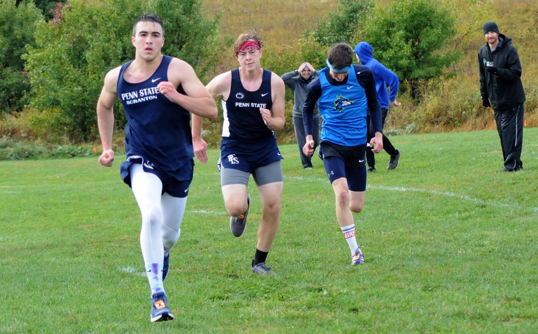 Freshman Men's Cross Country runner Stephen Lafata races to the finish at Penn State Fayette's Invitational on October 12, 2019.
