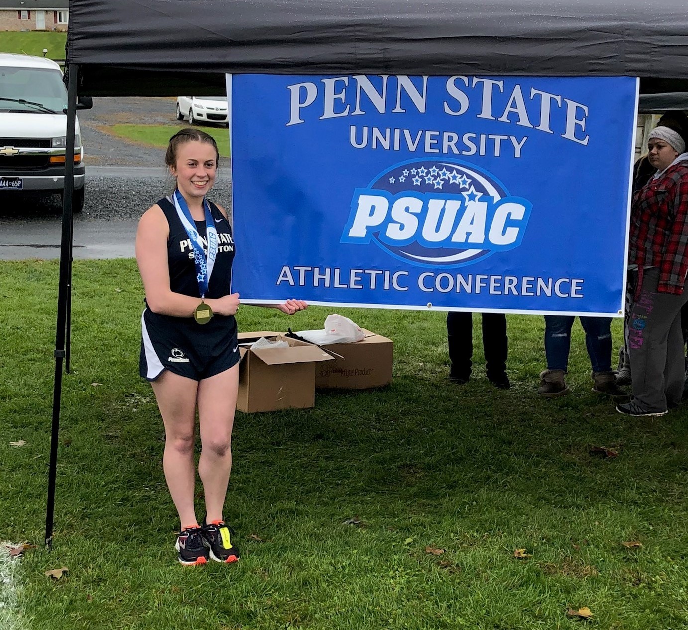 Freshman runner Caitlyn Powell shows off her force at PSUAC Championships on October 27.