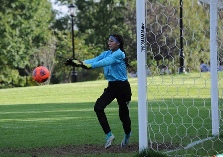 Goalkeeper Trinity Gammaitoni had 28 saves in Saturday's game against Lancaster Bible College.