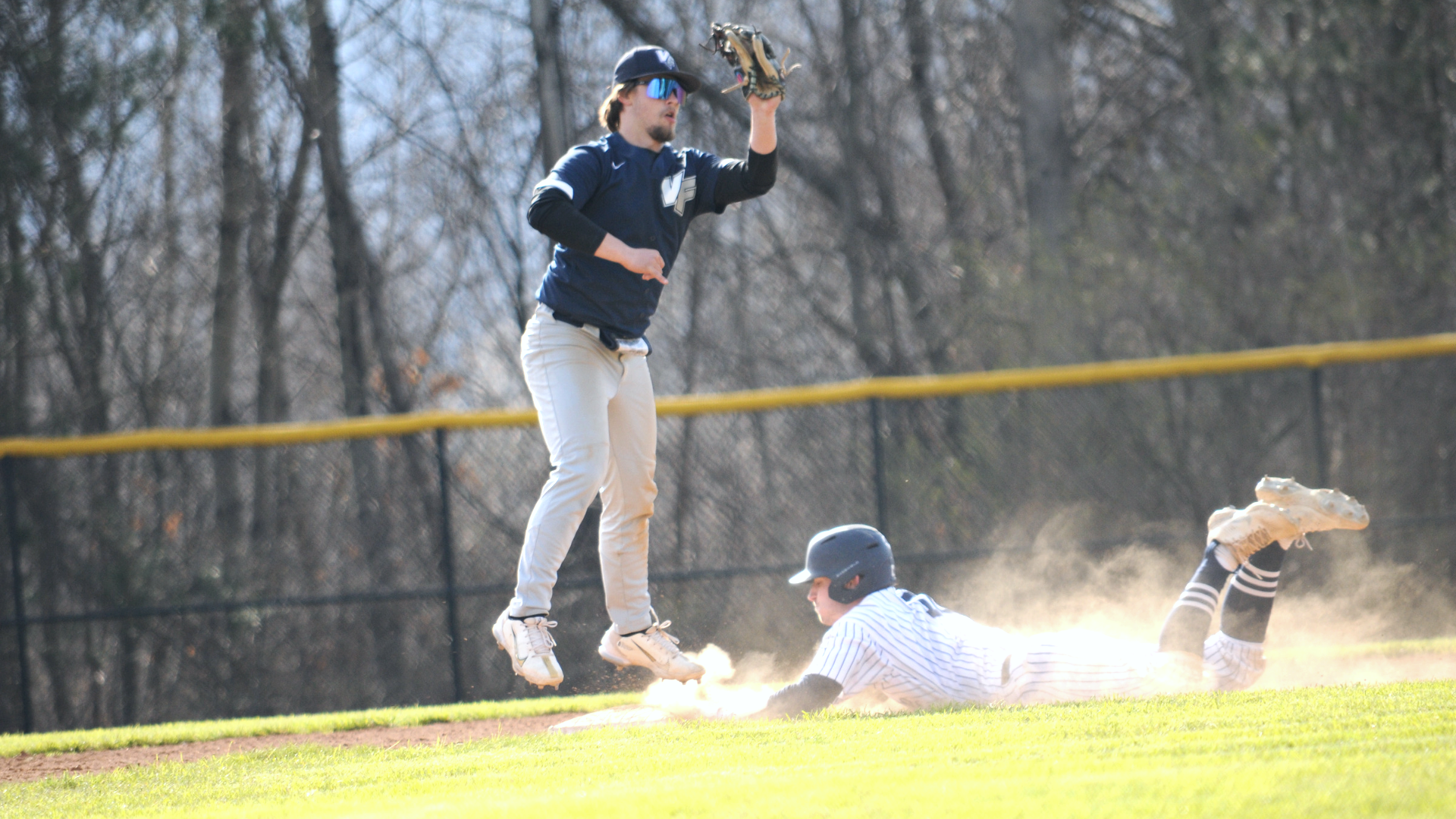 Mike DeWolfe slides headfirst into 2nd for the steal in Scranton's win over Valley Forge Wednesday afternoon.